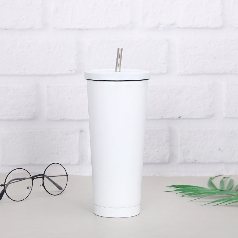 Creative Coffee Cup with Stainless Steel Straw Cup Insulation Cup