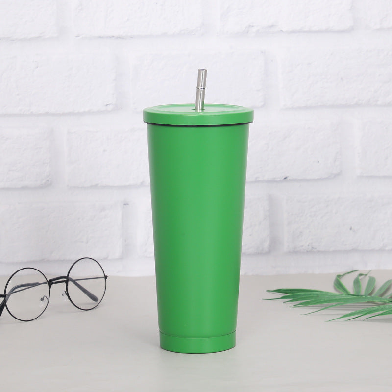 Creative Coffee Cup with Stainless Steel Straw Cup Insulation Cup