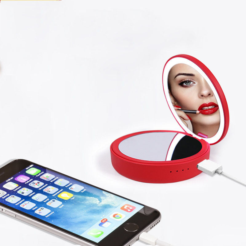 LED Light Double-sided Mirror Makeup Mirror Mobile Power