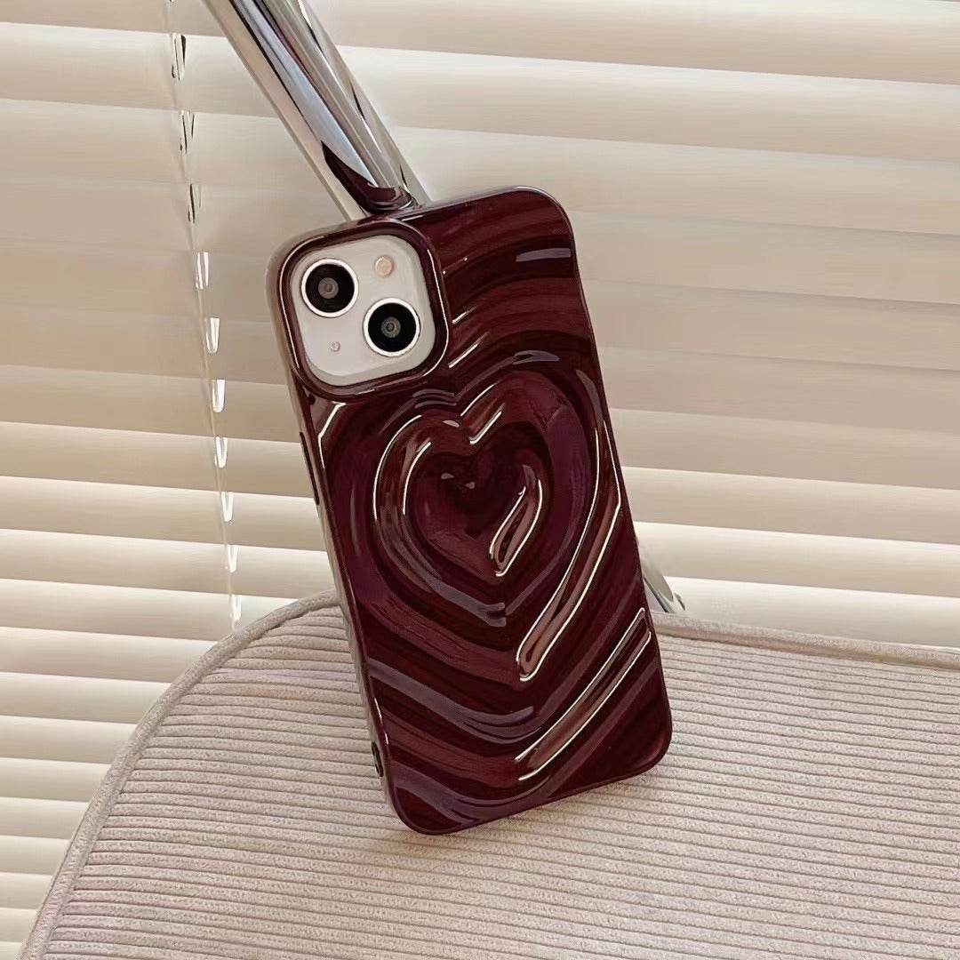 Solid Color Three-dimensional Love Phone Case