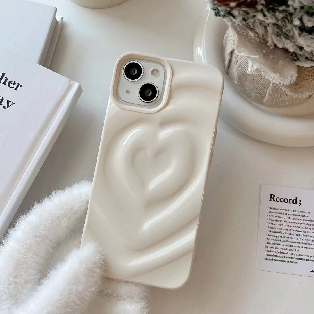 Solid Color Three-dimensional Love Phone Case