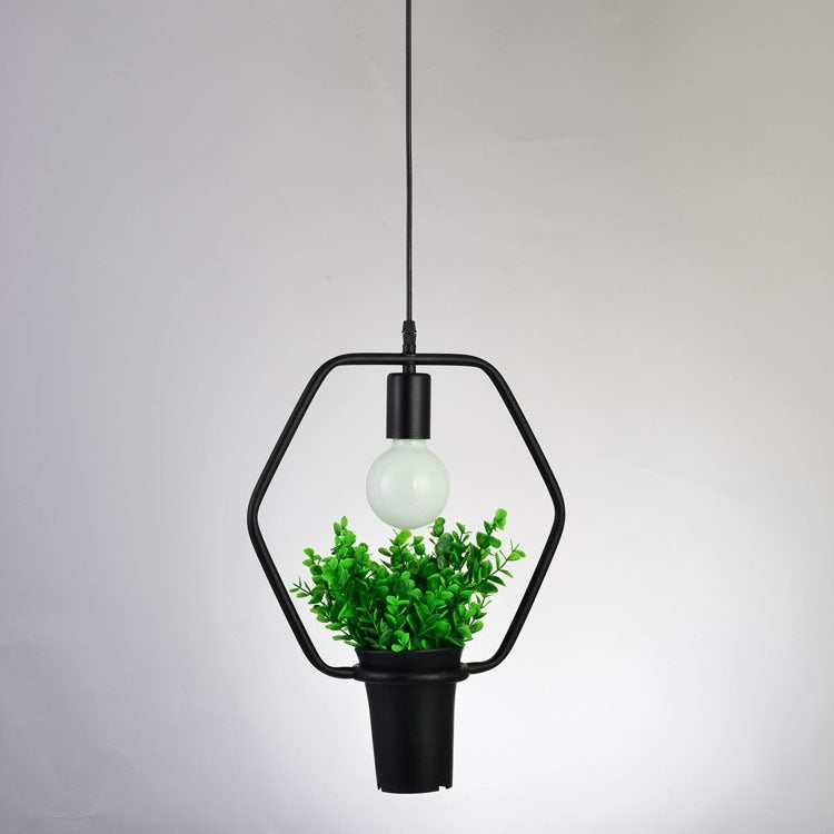 Modern Minimalist Geometric Wrought Iron Plant Flower Pot Chandelier