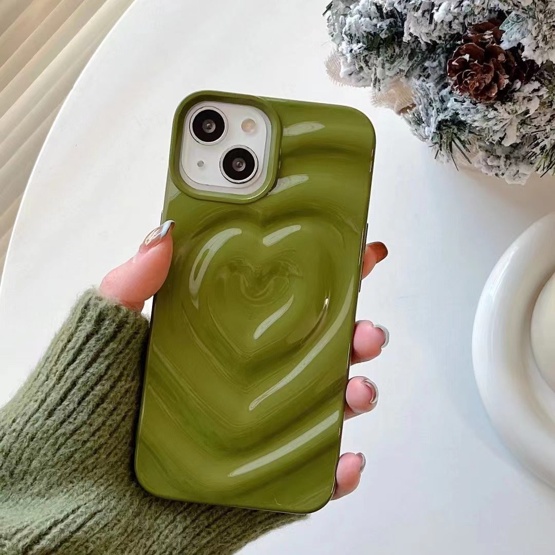 Solid Color Three-dimensional Love Phone Case