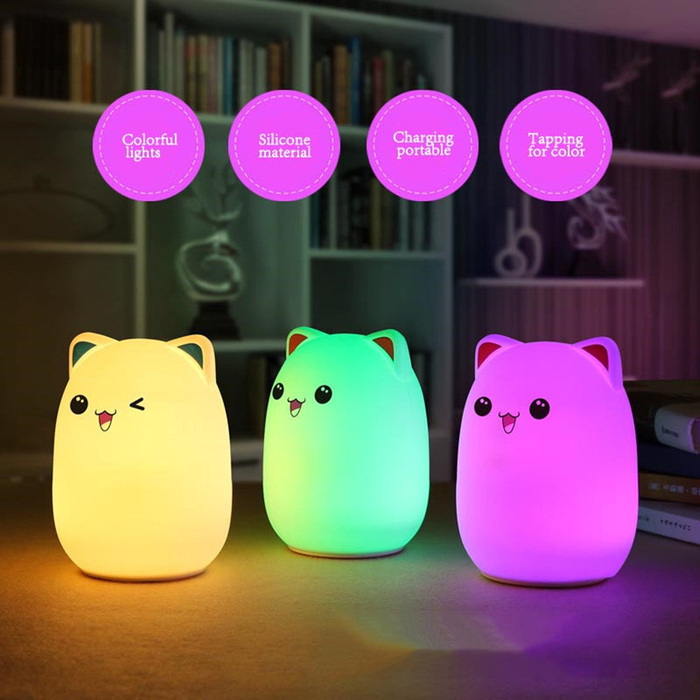 Cartoon silicone lamp clapping lamp colorful night lamp