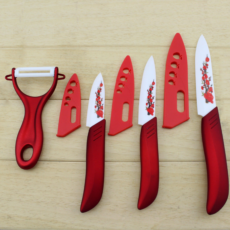 Printed Ceramic Knife Four-piece Kitchen Fruit Knife Set