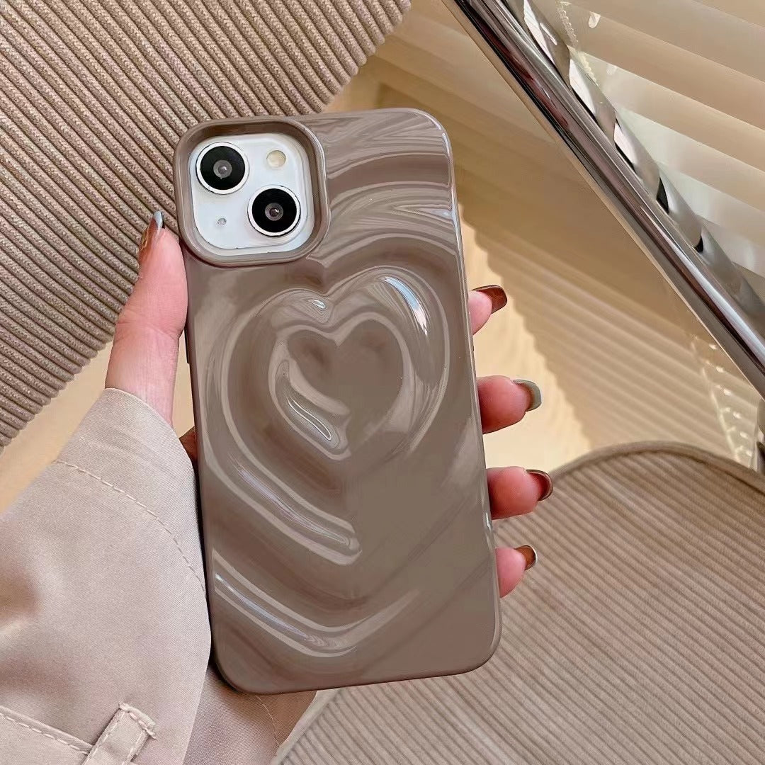 Solid Color Three-dimensional Love Phone Case