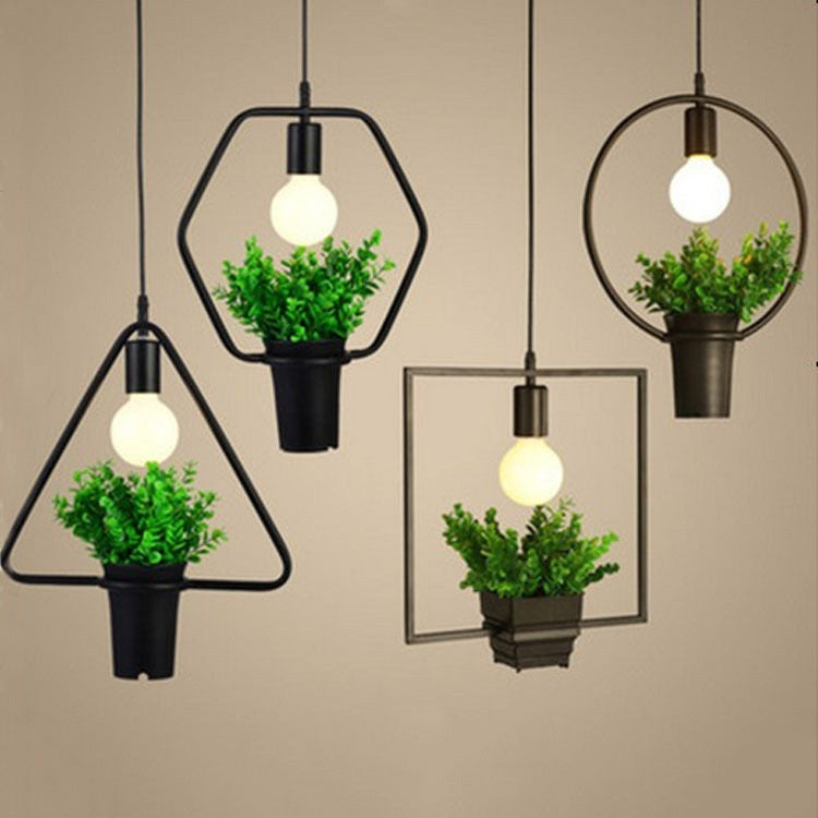 Modern Minimalist Geometric Wrought Iron Plant Flower Pot Chandelier