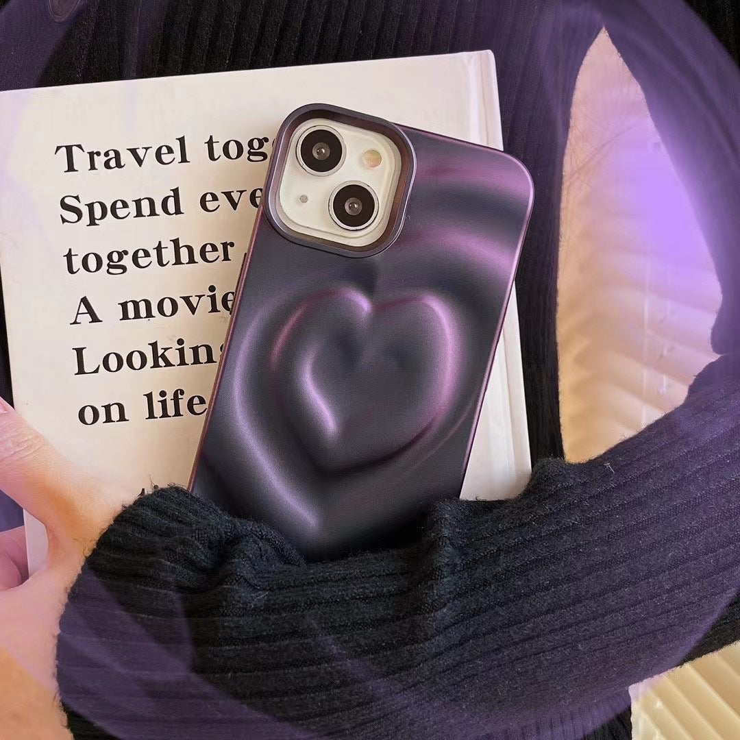 Solid Color Three-dimensional Love Phone Case