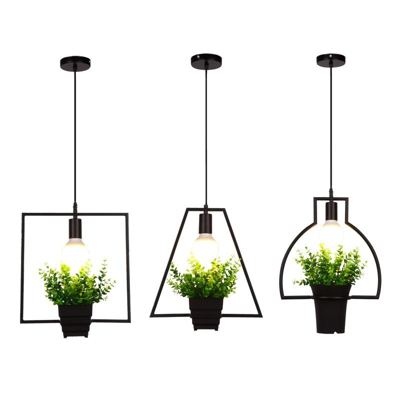 Modern Minimalist Geometric Wrought Iron Plant Flower Pot Chandelier